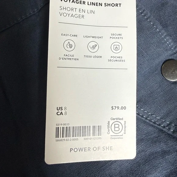 Athleta Voyager Linen Short Size 8 NWT - Picture 4 of 4